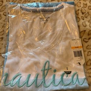 ☀️ 2/$10 White and blue Nautica shirt